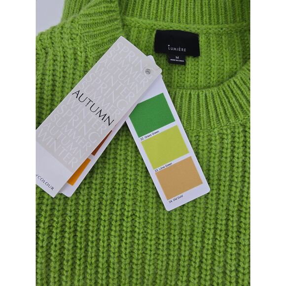 Lumière Grass Green Chunky Knit Sweater – Size Medium - Picture 4 of 5